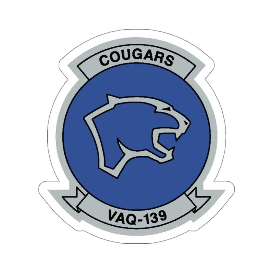VAQ 139 Cougars (U.S. Navy) STICKER Vinyl Kiss-Cut Decal 3 Inch White - The Sticker Space