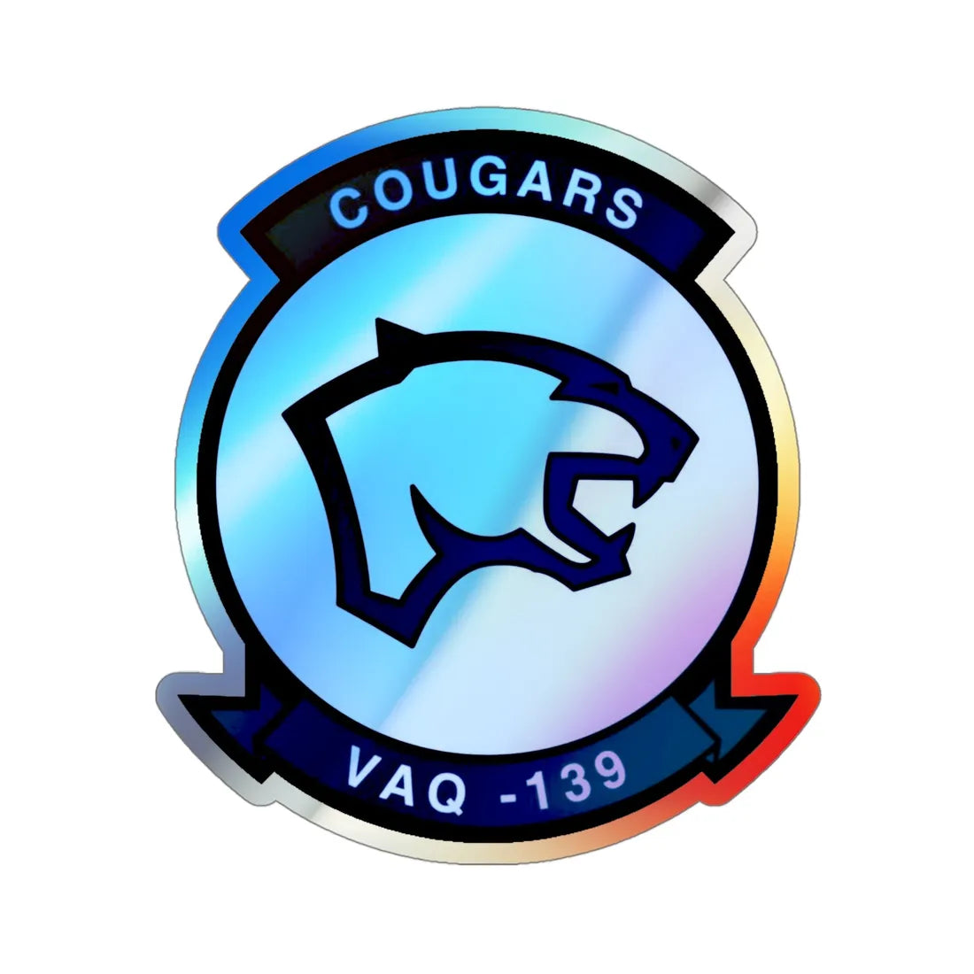 VAQ 139 (U.S. Navy) Holographic STICKER Die-Cut Vinyl Decal 4 Inch Holographic - The Sticker Space