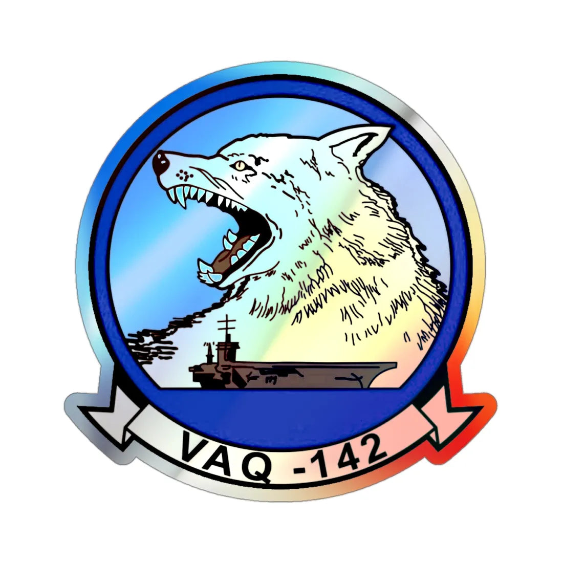 VAQ 142 (U.S. Navy) Holographic STICKER Die-Cut Vinyl Decal 3 Inch Holographic - The Sticker Space