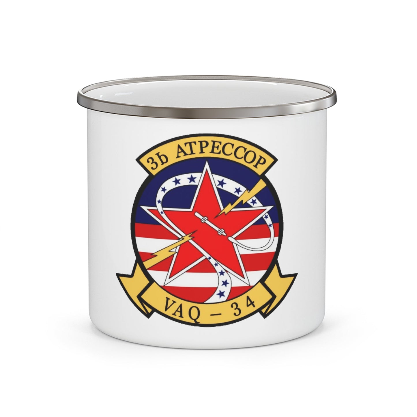 VAQ 34 Tactical Electronic Warfare Squadron 34 (U.S. Navy) Enamel Mug 12oz-12oz-The Sticker Space