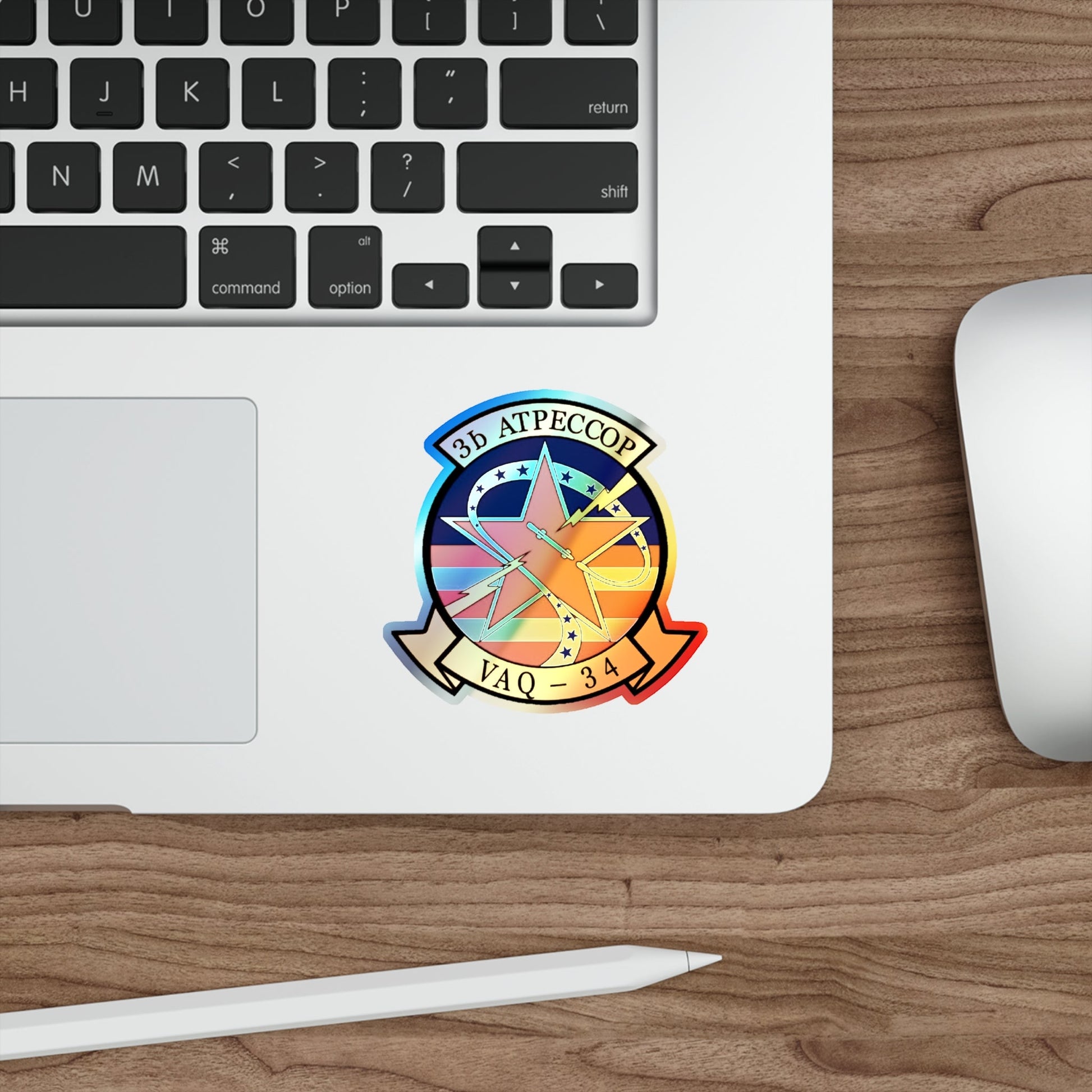 VAQ 34 Tactical Electronic Warfare Squadron 34 (U.S. Navy) Holographic STICKER Die-Cut Vinyl Decal-The Sticker Space