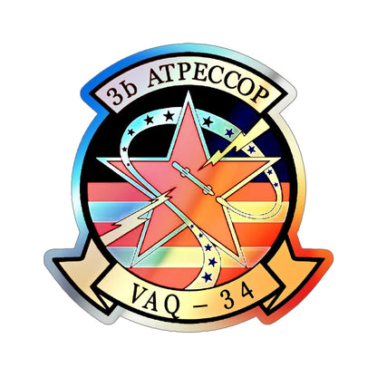 VAQ 34 Tactical Electronic Warfare Squadron 34 (U.S. Navy) Holographic STICKER Die-Cut Vinyl Decal 6 Inch Holographic - The Sticker Space