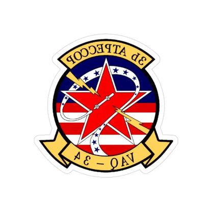 VAQ 34 Tactical Electronic Warfare Squadron 34 (U.S. Navy) REVERSE PRINT Transparent Die-Cut STICKER 2 Inch Die-Cut Transparent - The Sticker Space