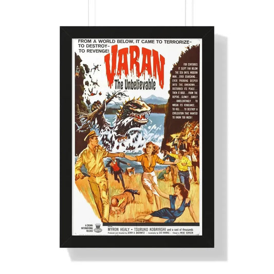 VARAN THE UNBELIEVABLE 1962 - Framed Movie Poster 16″ x 24″ Black - The Sticker Space