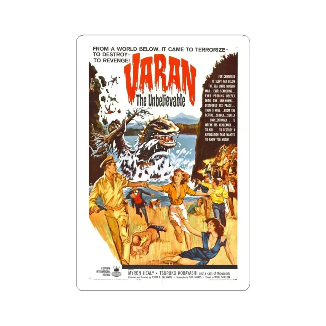 VARAN THE UNBELIEVABLE 1962 Movie Poster - STICKER Vinyl Kiss-Cut Decal 6 Inch White - The Sticker Space