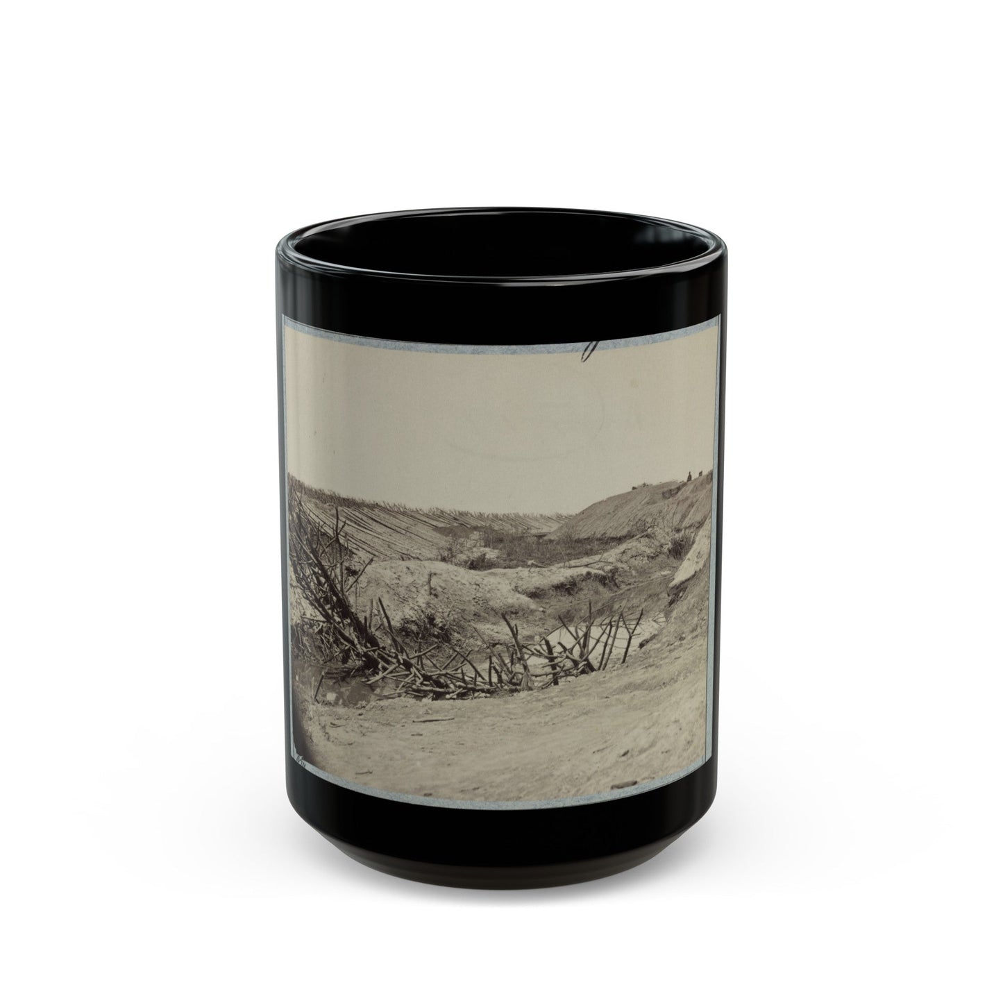 Variety Of Barricades In Use Near Petersburg, Virginia (U.S. Civil War) Black Coffee Mug-15oz-The Sticker Space