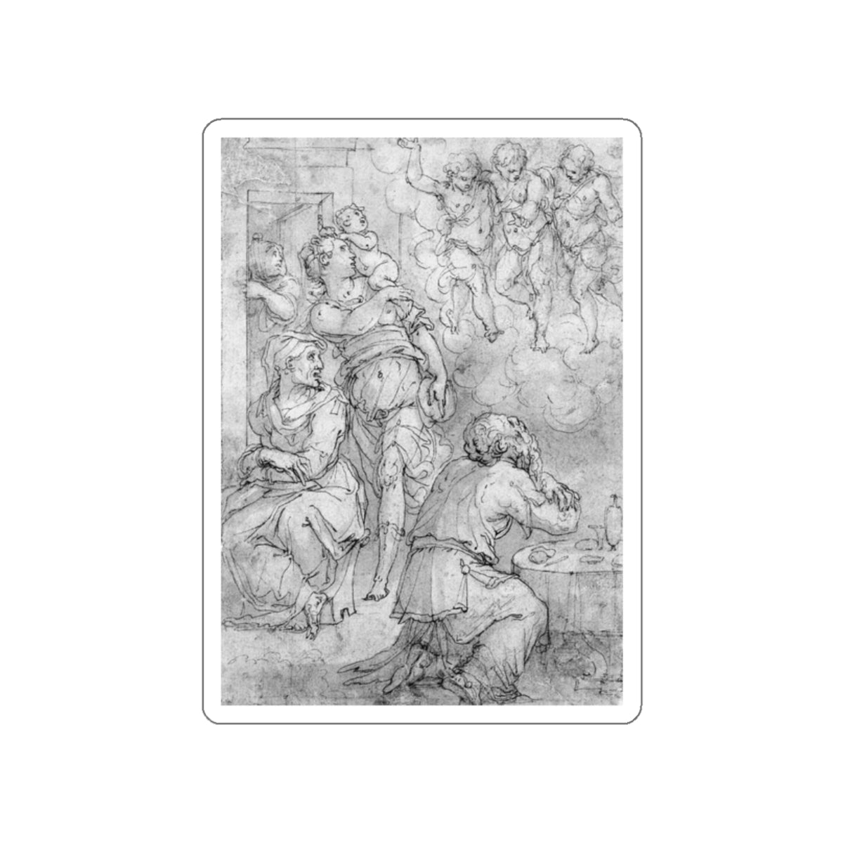 VASARI, Giorgio - Abraham and the Three Angels (Artwork) STICKER Vinyl Die-Cut Decal-White-The Sticker Space