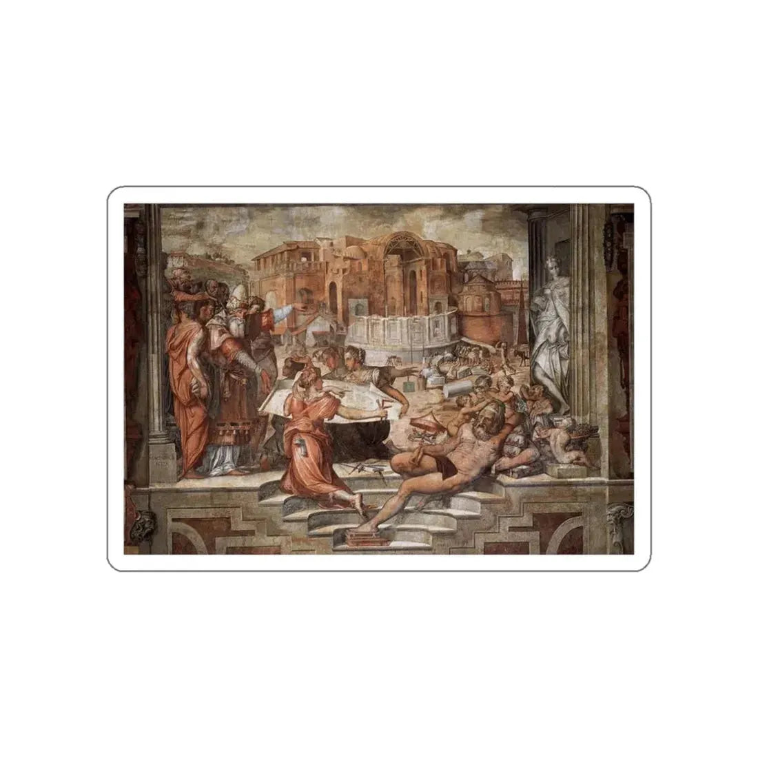 VASARI, Giorgio - Paul III Farnese Directing the Continuance of St Peter's (Artwork) STICKER Vinyl Die-Cut Decal White Die-Cut 3 Inch - The Sticker Space