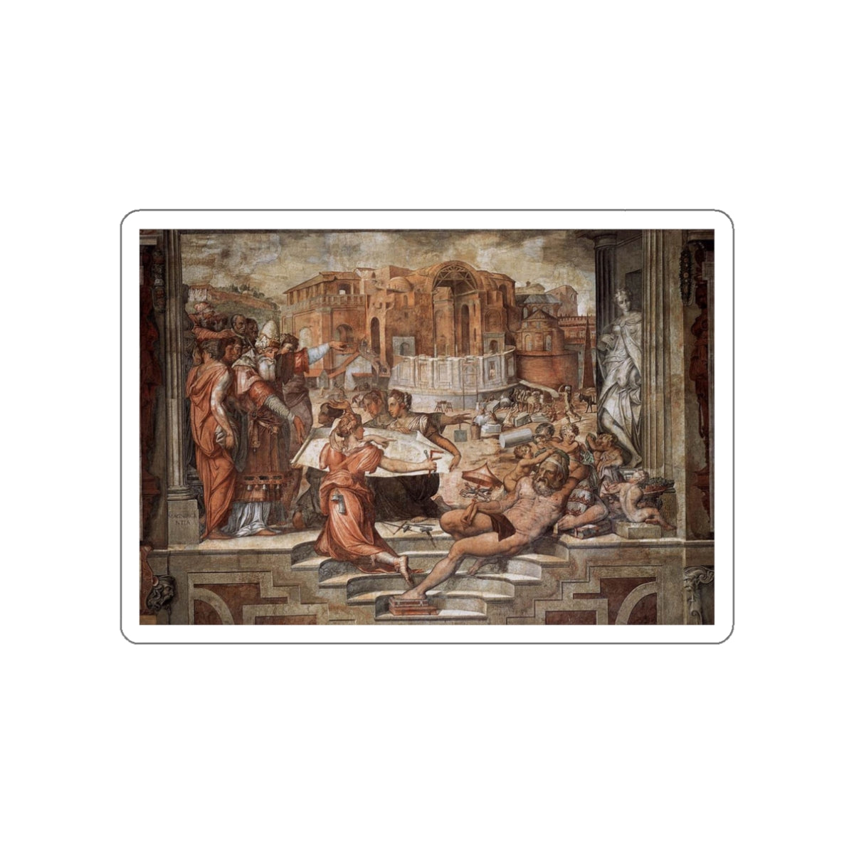 VASARI, Giorgio - Paul III Farnese Directing the Continuance of St Peter's (Artwork) STICKER Vinyl Die-Cut Decal-White-The Sticker Space