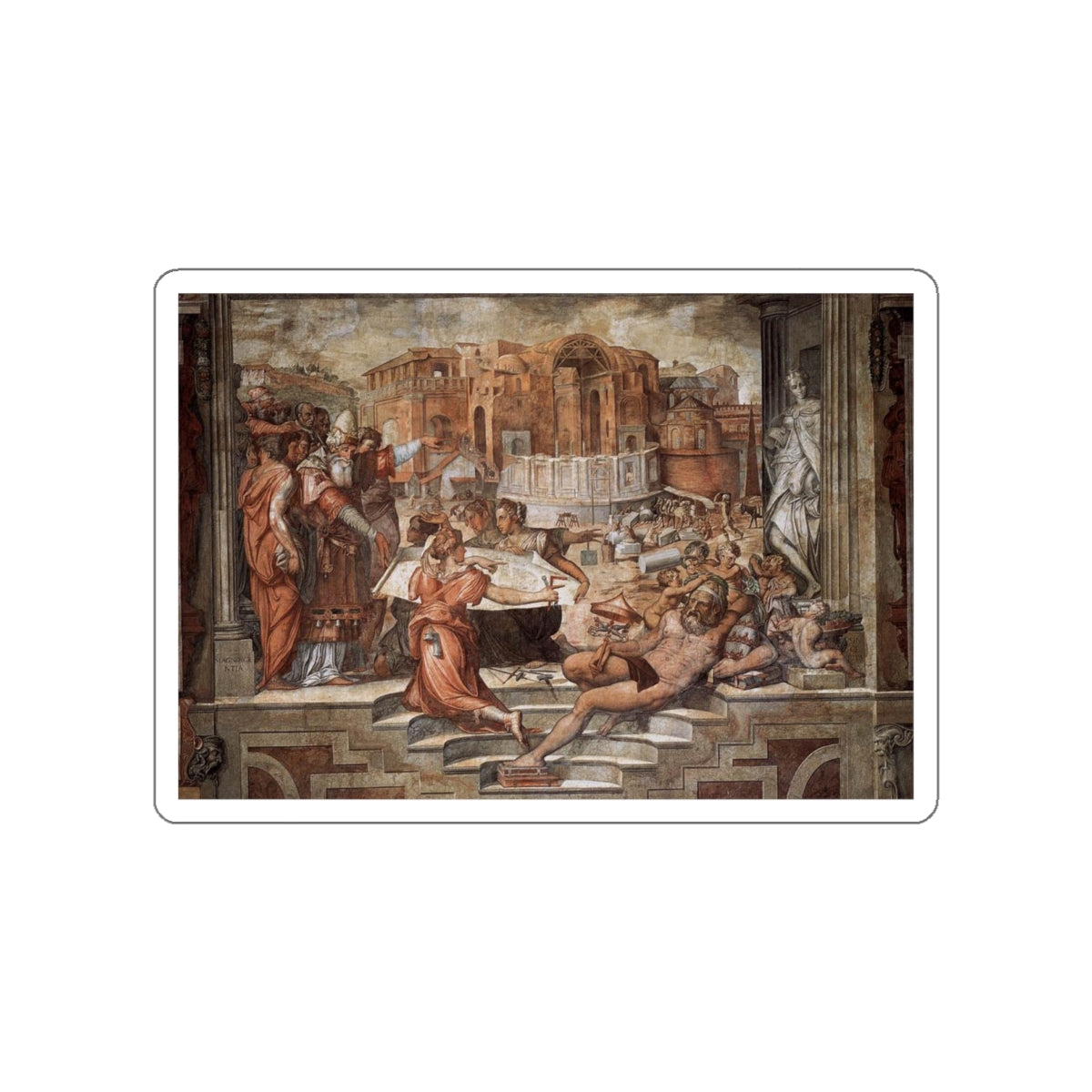 VASARI, Giorgio - Paul III Farnese Directing the Continuance of St Peter's (Artwork) STICKER Vinyl Die-Cut Decal-White-The Sticker Space