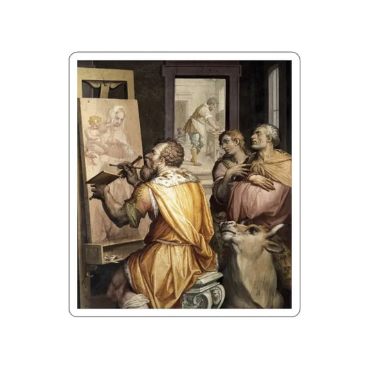 VASARI, Giorgio - St Luke Painting the Virgin (detail) (Artwork) STICKER Vinyl Die-Cut Decal White Die-Cut 2 Inch - The Sticker Space