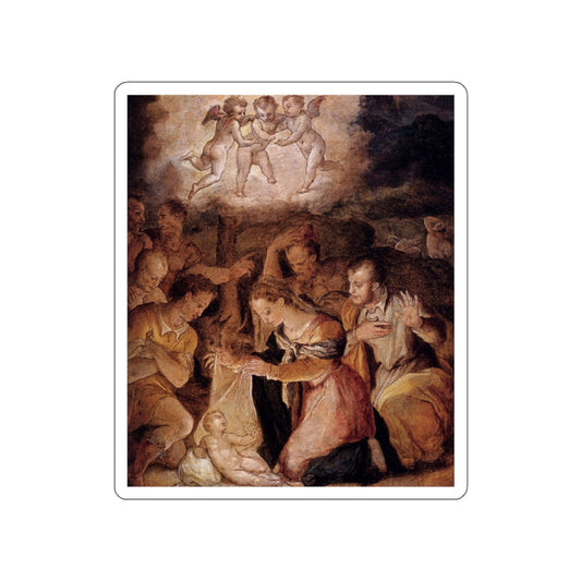 VASARI, Giorgio - The Nativity With the Adoration of the Shepherds (Artwork) STICKER Vinyl Die-Cut Decal-White-The Sticker Space