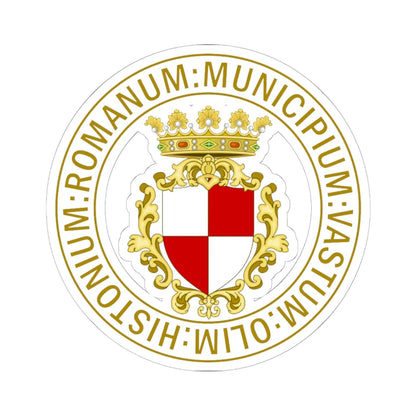 Vasto-Stemma-3 (Italy) (Coat of Arms) STICKER Vinyl Kiss-Cut Decal 6 Inch White - The Sticker Space