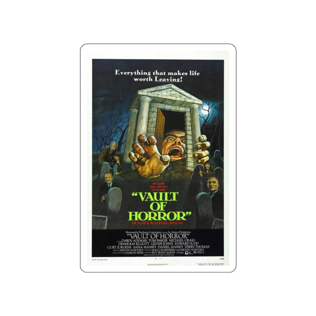 VAULT OF HORROR 1973 Movie Poster STICKER Vinyl Die-Cut Decal 3 Inch - The Sticker Space