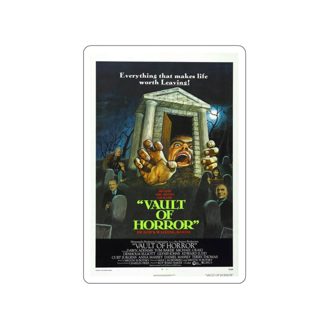 VAULT OF HORROR 1973 Movie Poster STICKER Vinyl Die-Cut Decal 4 Inch - The Sticker Space
