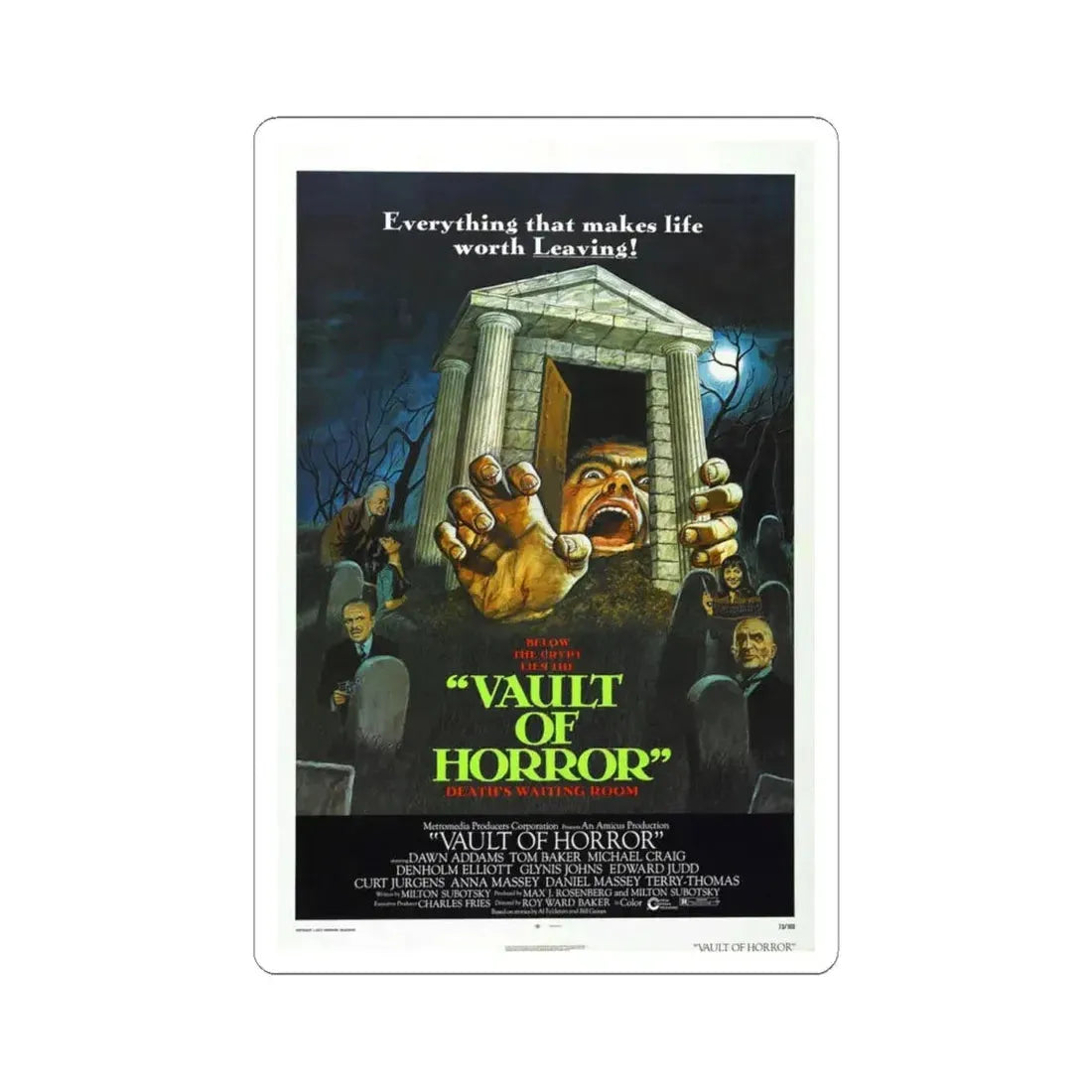 VAULT OF HORROR 1973 Movie Poster - STICKER Vinyl Kiss-Cut Decal 4 Inch White - The Sticker Space