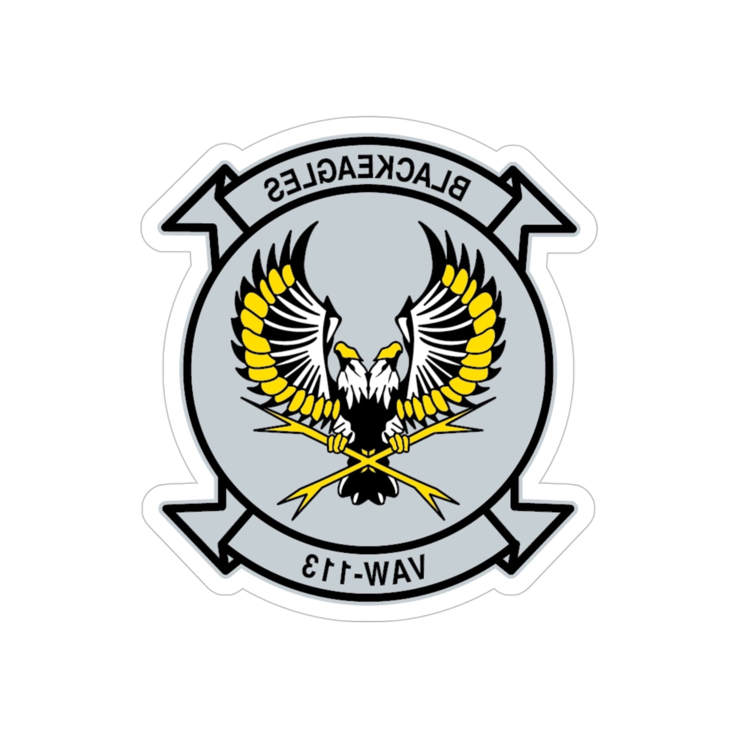 VAW 113 Blackeagles (U.S. Navy) REVERSE PRINT Transparent STICKER-4" × 4"-The Sticker Space