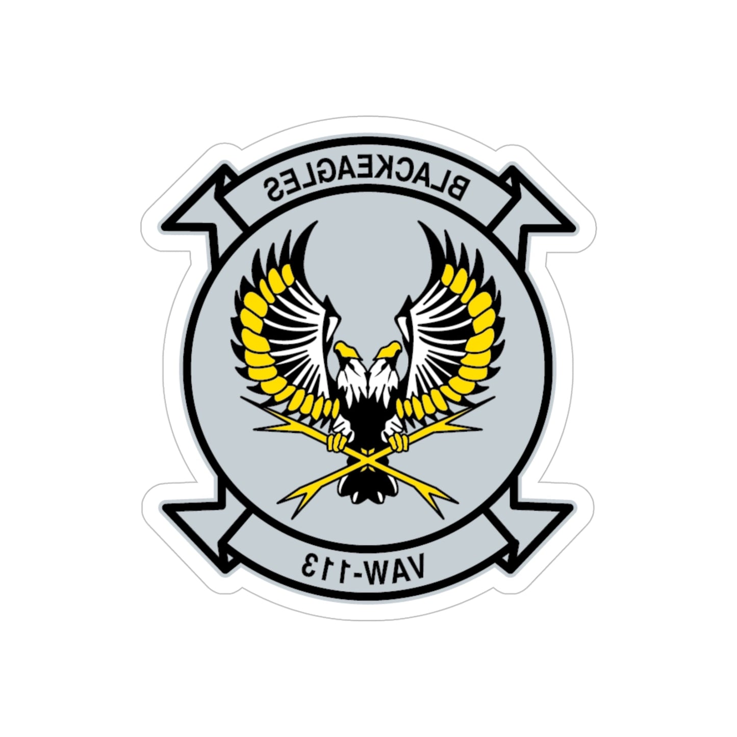 VAW 113 Blackeagles (U.S. Navy) REVERSE PRINT Transparent STICKER-5" × 5"-The Sticker Space