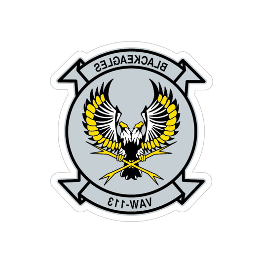 VAW 113 Blackeagles (U.S. Navy) REVERSE PRINT Transparent STICKER-6" × 6"-The Sticker Space