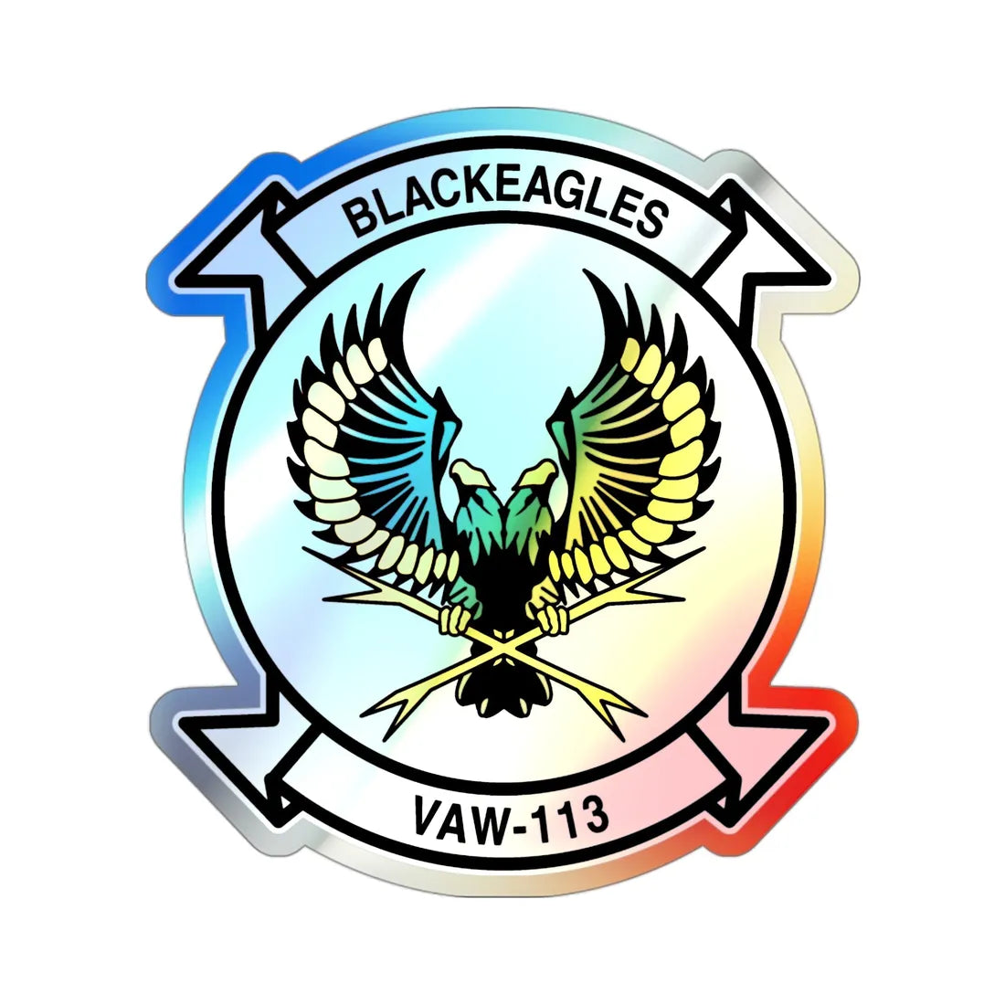 VAW 113 Blackeagles (U.S. Navy) Holographic STICKER Die-Cut Vinyl Decal 3 Inch Holographic - The Sticker Space