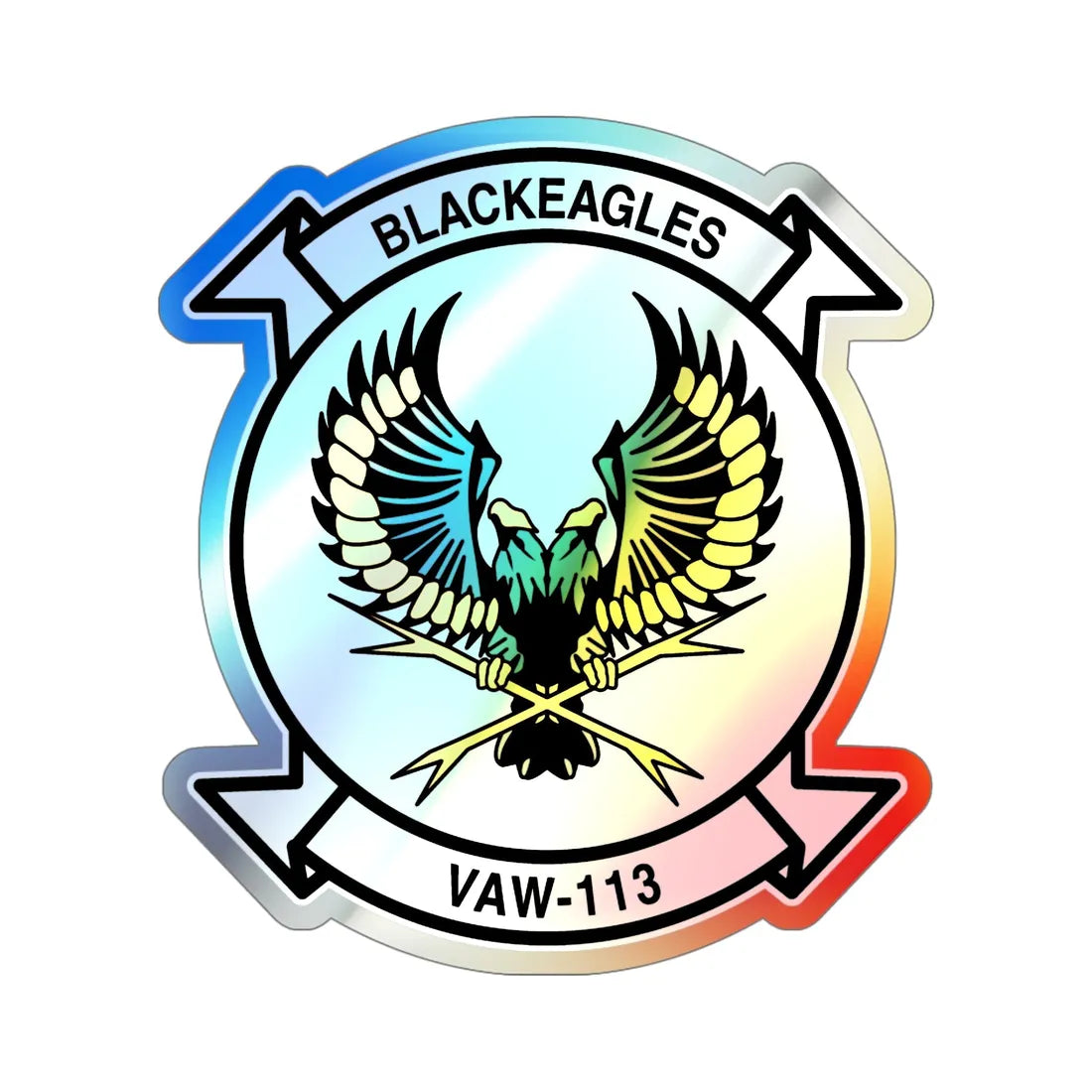 VAW 113 Blackeagles (U.S. Navy) Holographic STICKER Die-Cut Vinyl Decal 5 Inch Holographic - The Sticker Space