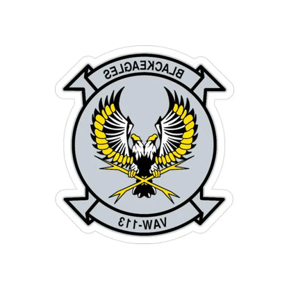 VAW 113 Blackeagles (U.S. Navy) REVERSE PRINT Transparent Die-Cut STICKER 2 Inch Die-Cut Transparent - The Sticker Space