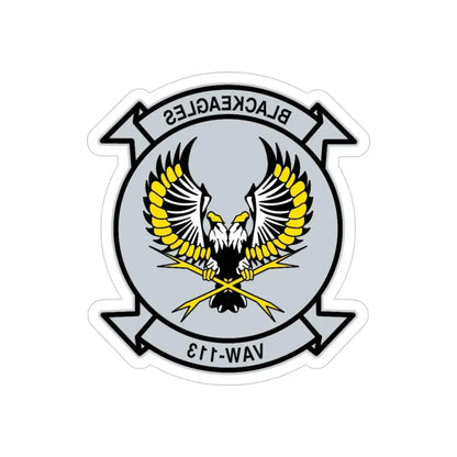 VAW 113 Blackeagles (U.S. Navy) REVERSE PRINT Transparent Die-Cut STICKER 4 Inch Die-Cut Transparent - The Sticker Space
