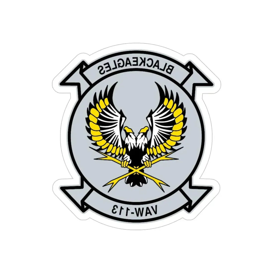 VAW 113 Blackeagles (U.S. Navy) REVERSE PRINT Transparent Die-Cut STICKER 6 Inch Die-Cut Transparent - The Sticker Space