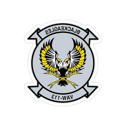 VAW 113 Blackeagles (U.S. Navy) REVERSE PRINT Transparent Die-Cut STICKER 6 Inch Die-Cut Transparent - The Sticker Space