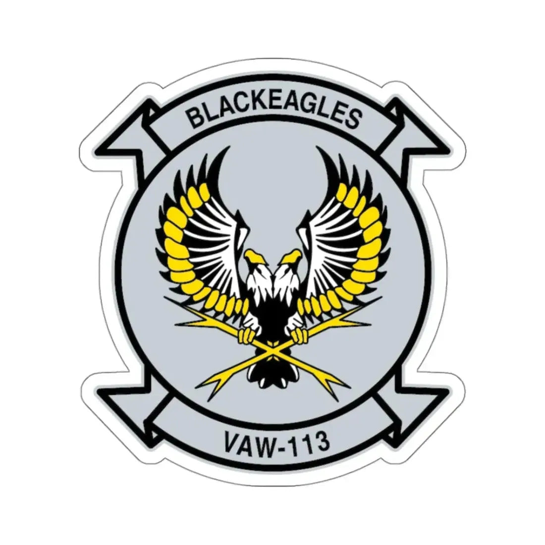 VAW 113 Blackeagles (U.S. Navy) STICKER Vinyl Kiss-Cut Decal 3 Inch White - The Sticker Space