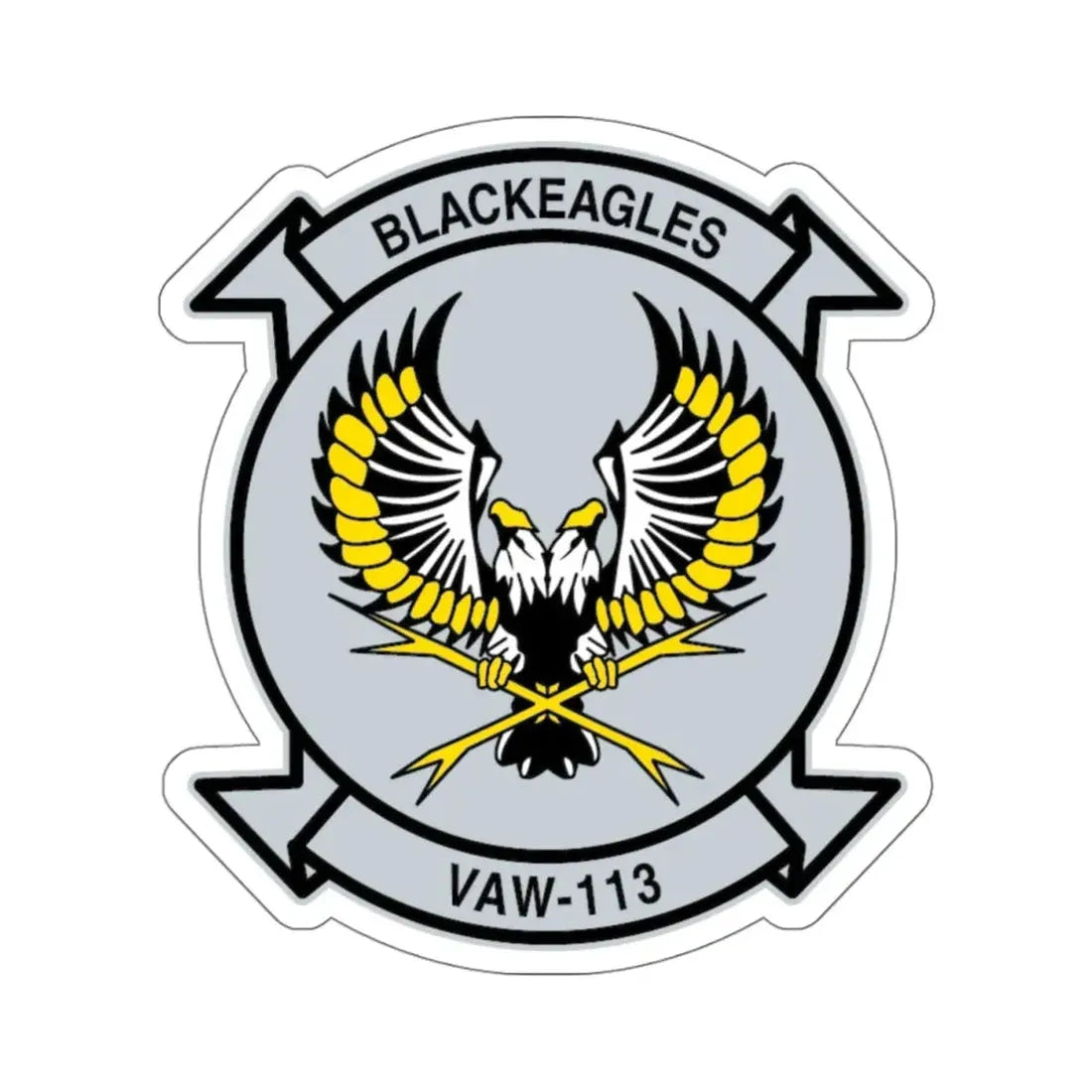VAW 113 Blackeagles (U.S. Navy) STICKER Vinyl Kiss-Cut Decal 4 Inch White - The Sticker Space