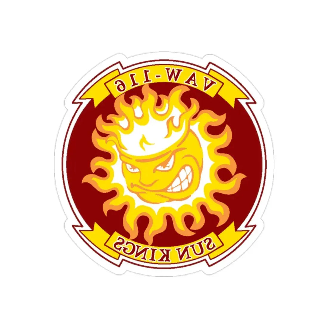 VAW 116 Sun Kings (U.S. Navy) REVERSE PRINT Transparent Die-Cut STICKER 2 Inch Die-Cut Transparent - The Sticker Space