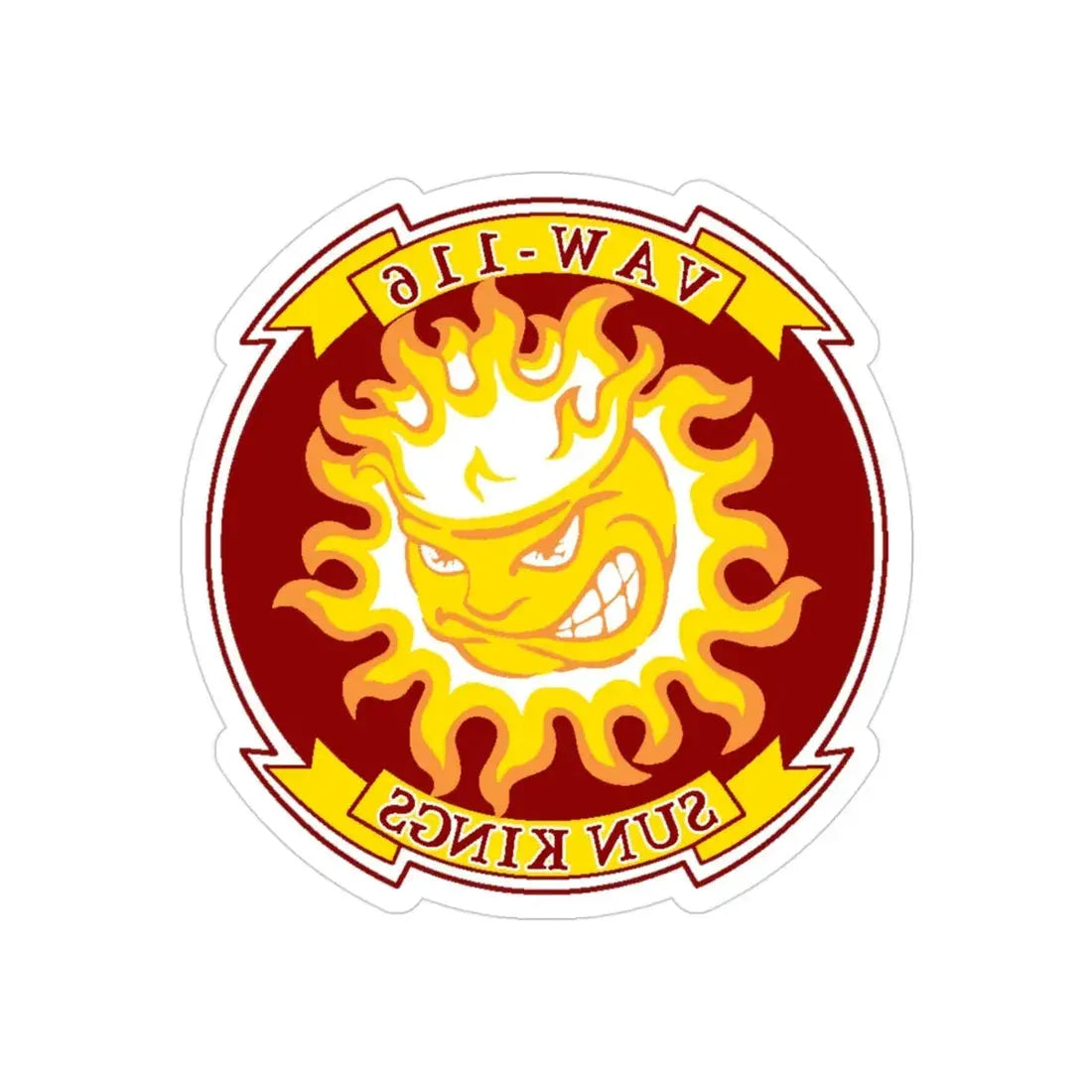 VAW 116 Sun Kings (U.S. Navy) REVERSE PRINT Transparent Die-Cut STICKER 3 Inch Die-Cut Transparent - The Sticker Space