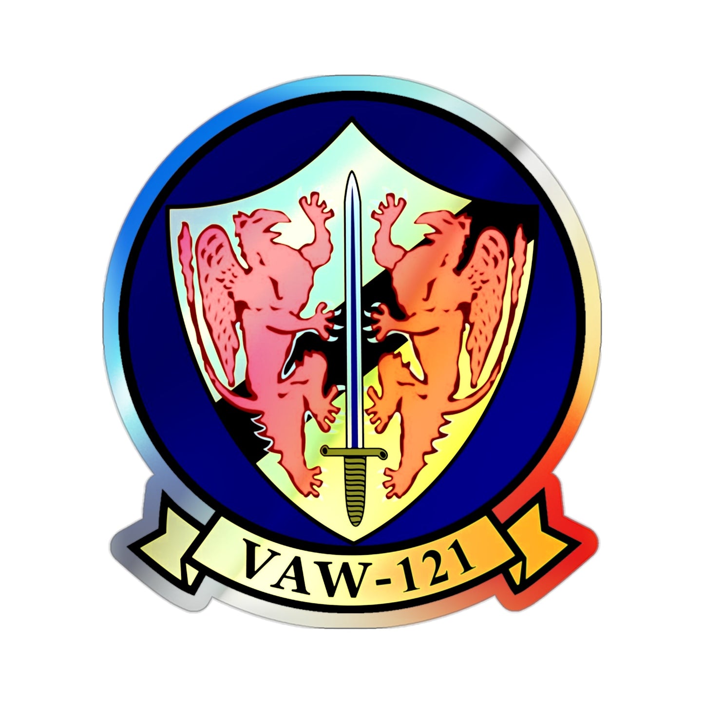 VAW 121 (U.S. Navy) Holographic STICKER Die-Cut Vinyl Decal-2 Inch-The Sticker Space