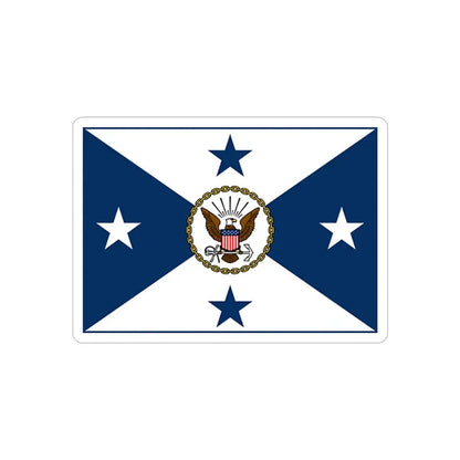 VCNO FLAG NO POLE (U.S. Navy) REVERSE PRINT Transparent Die-Cut STICKER 4 Inch Die-Cut Transparent - The Sticker Space
