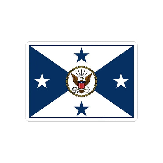 VCNO FLAG NO POLE (U.S. Navy) REVERSE PRINT Transparent Die-Cut STICKER 6 Inch Die-Cut Transparent - The Sticker Space