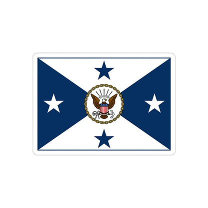 VCNO FLAG NO POLE.1 (U.S. Navy) REVERSE PRINT Transparent Die-Cut STICKER 4 Inch Die-Cut Transparent - The Sticker Space
