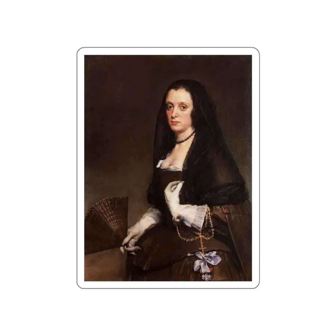 VELAZQUEZ, Diego Rodriguez de Silva y - Lady with a Fan (Artwork) STICKER Vinyl Die-Cut Decal White Die-Cut 6 Inch - The Sticker Space