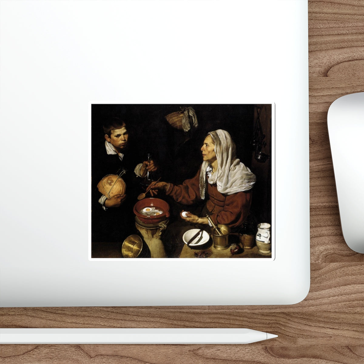 VELAZQUEZ, Diego Rodriguez de Silva y - Old Woman Frying Eggs (Artwork) STICKER Vinyl Die-Cut Decal-The Sticker Space