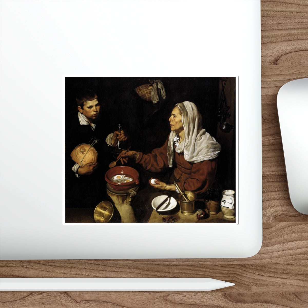 VELAZQUEZ, Diego Rodriguez de Silva y - Old Woman Frying Eggs (Artwork) STICKER Vinyl Die-Cut Decal-The Sticker Space