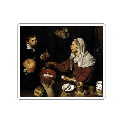 VELAZQUEZ, Diego Rodriguez de Silva y - Old Woman Frying Eggs (Artwork) STICKER Vinyl Die-Cut Decal White Die-Cut 3 Inch - The Sticker Space
