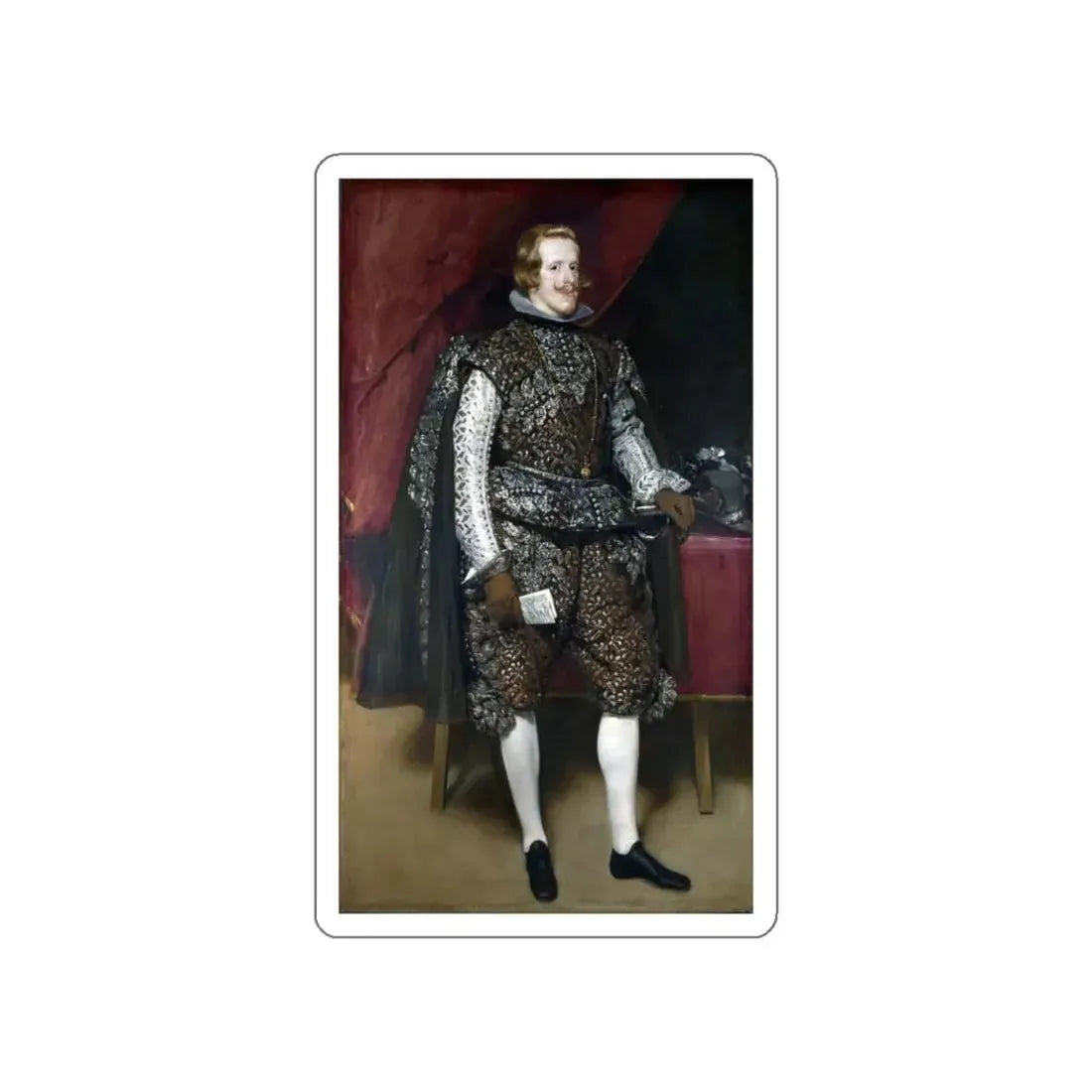 VELAZQUEZ, Diego Rodriguez de Silva y - Philip IV of Spain in Brown and Silver (Artwork) STICKER Vinyl Die-Cut Decal White Die-Cut 3 Inch - The Sticker Space