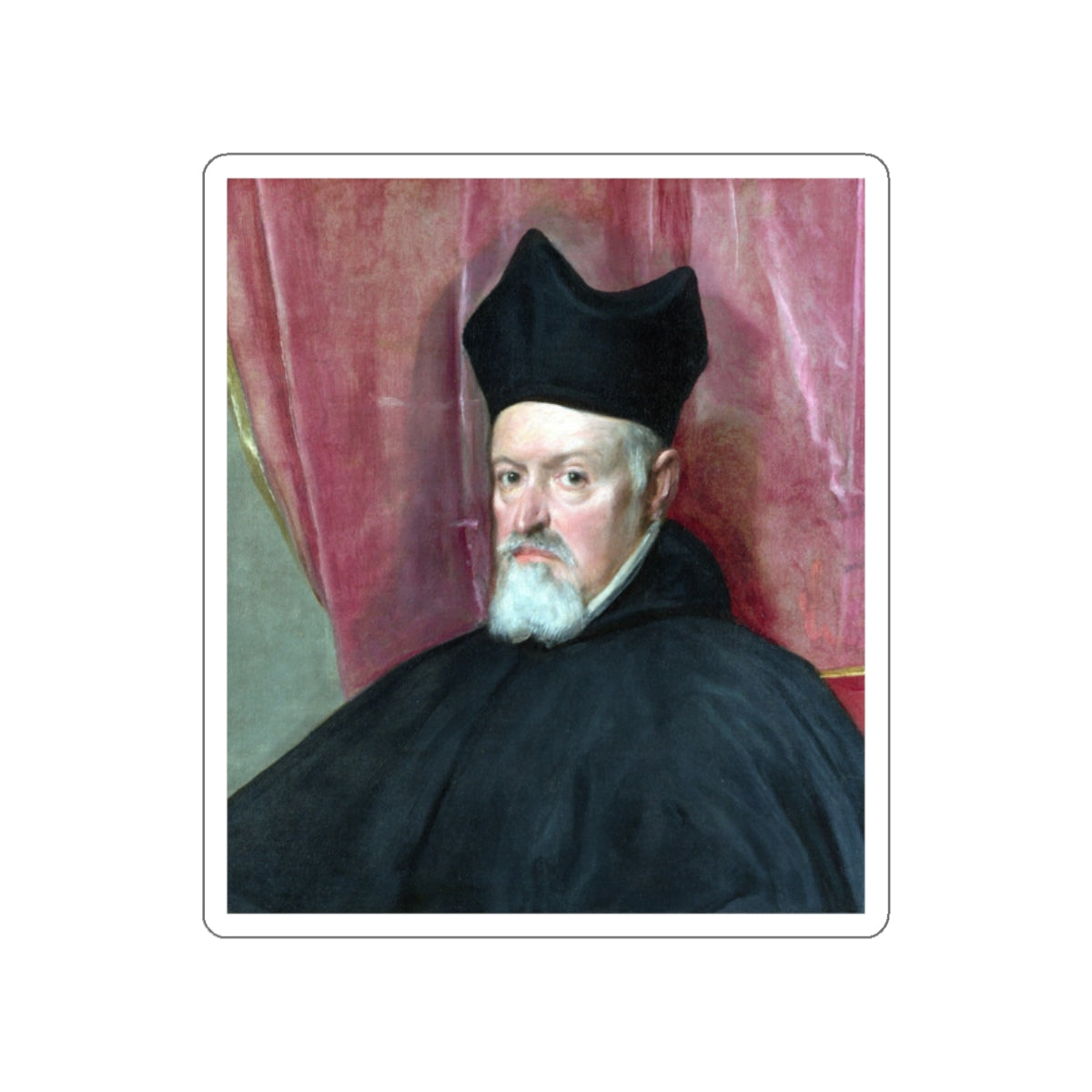 VELAZQUEZ, Diego Rodriguez de Silva y - Portrait of Archbishop Fernando de Valdes (Artwork) STICKER Vinyl Die-Cut Decal-White-The Sticker Space