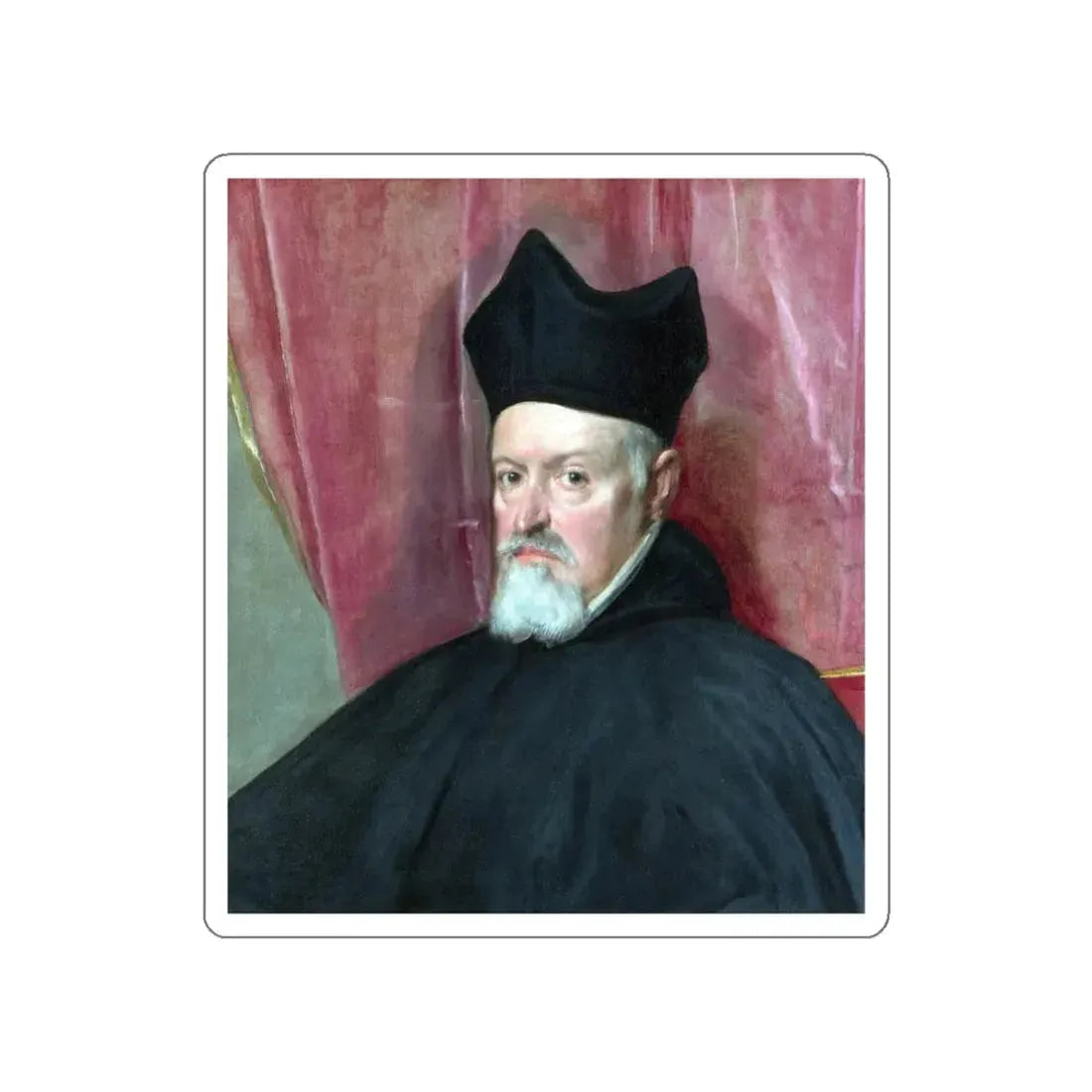 VELAZQUEZ, Diego Rodriguez de Silva y - Portrait of Archbishop Fernando de Valdes (Artwork) STICKER Vinyl Die-Cut Decal White Die-Cut 4 Inch - The Sticker Space