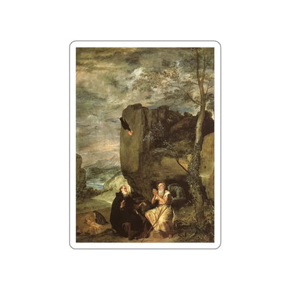 VELAZQUEZ, Diego Rodriguez de Silva y - Saint Anthony Abbot & Saint Paul the Hermit (Artwork) STICKER Vinyl Die-Cut Decal White Die-Cut 3 Inch - The Sticker Space