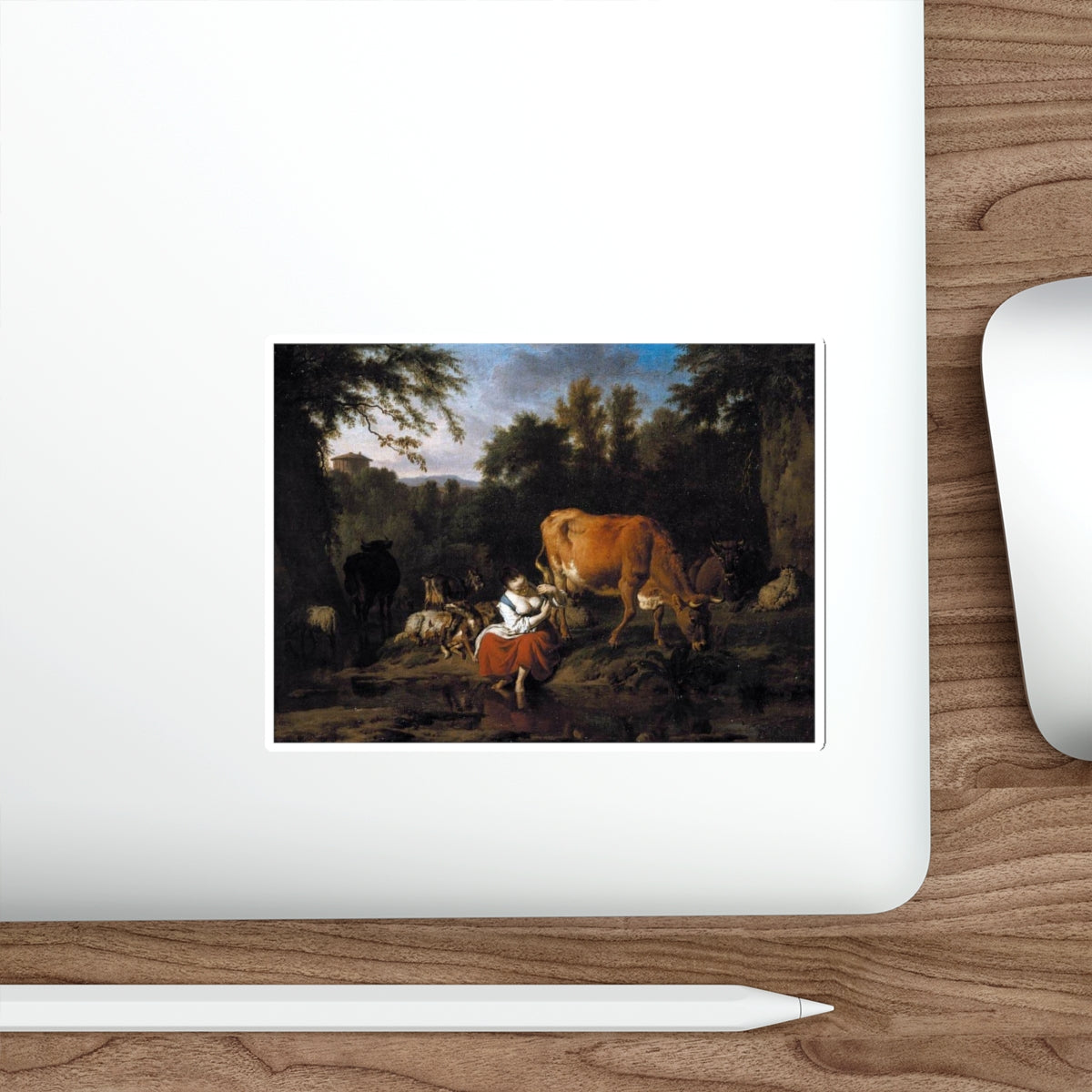 VELDE, Adriaen van de - A Classical Landscape (Artwork) STICKER Vinyl Die-Cut Decal-The Sticker Space