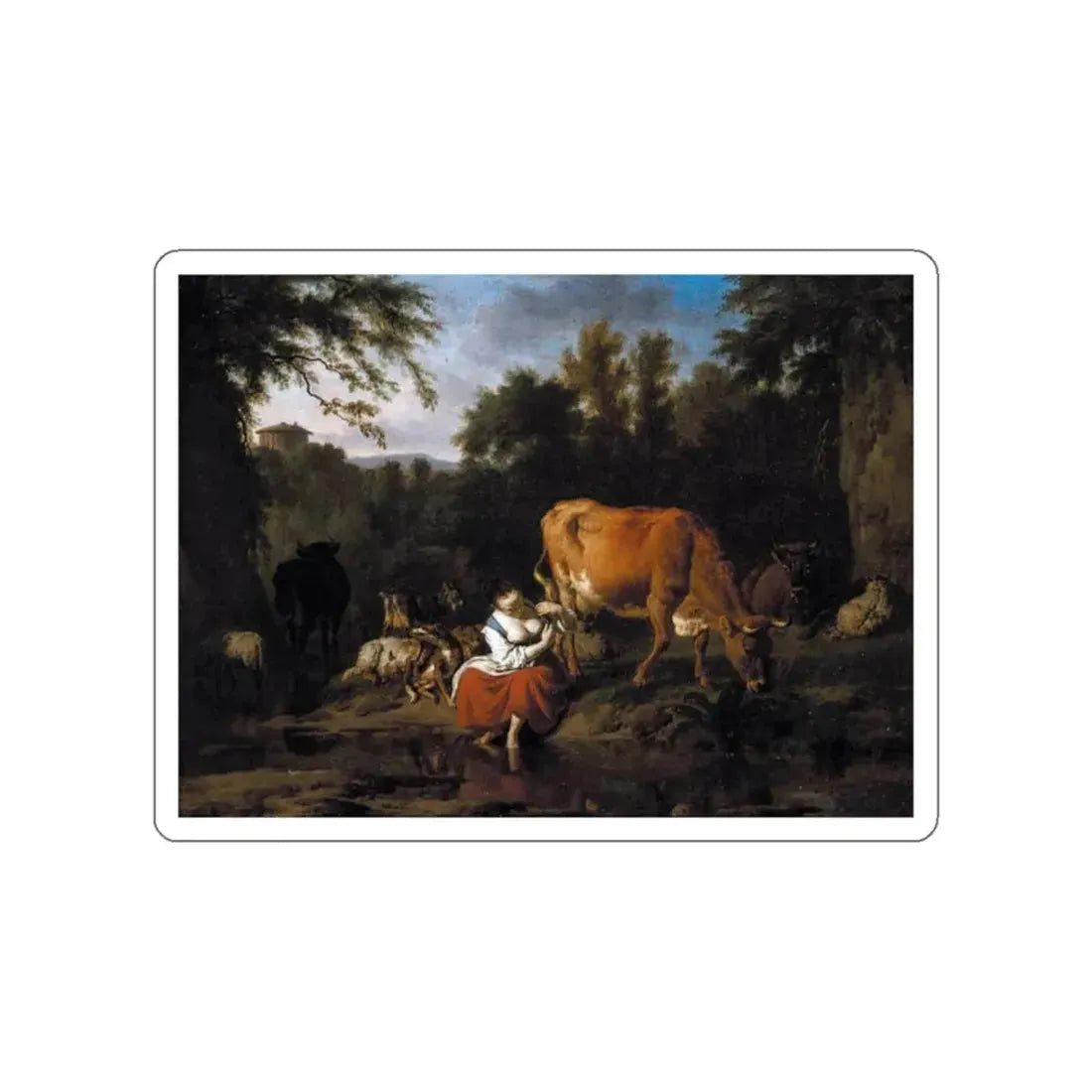 VELDE, Adriaen van de - A Classical Landscape (Artwork) STICKER Vinyl Die-Cut Decal White Die-Cut 2 Inch - The Sticker Space