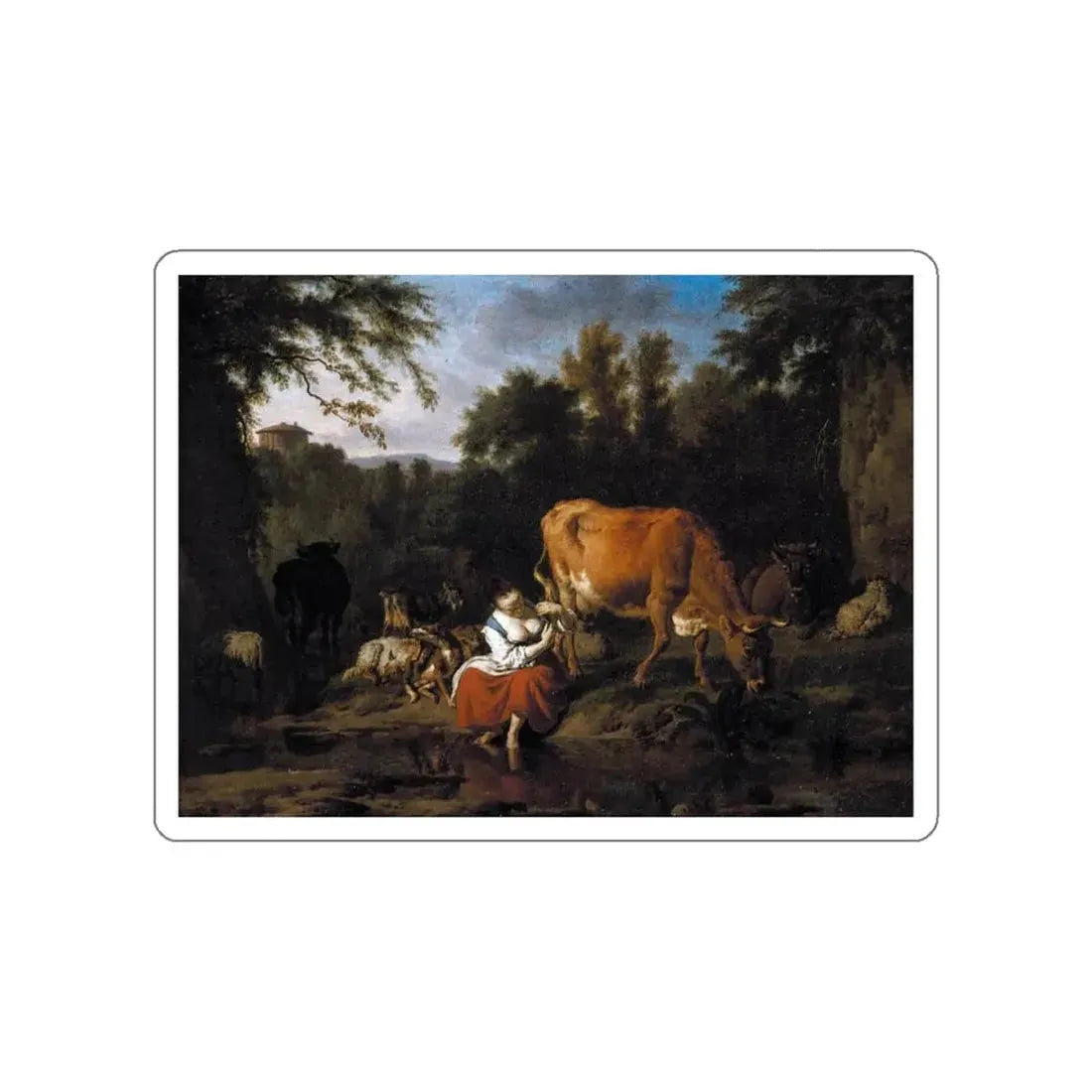 VELDE, Adriaen van de - A Classical Landscape (Artwork) STICKER Vinyl Die-Cut Decal White Die-Cut 3 Inch - The Sticker Space