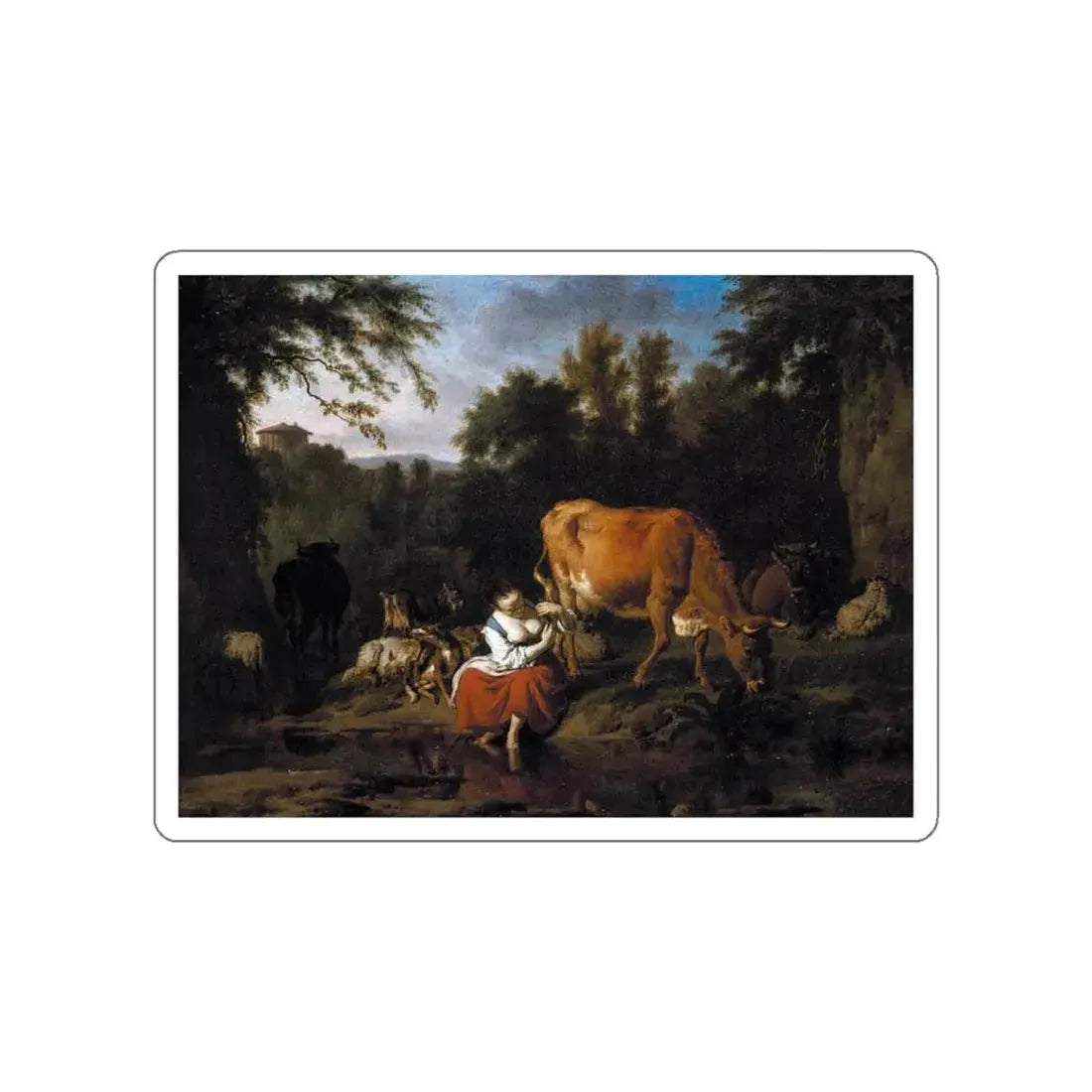 VELDE, Adriaen van de - A Classical Landscape (Artwork) STICKER Vinyl Die-Cut Decal White Die-Cut 6 Inch - The Sticker Space
