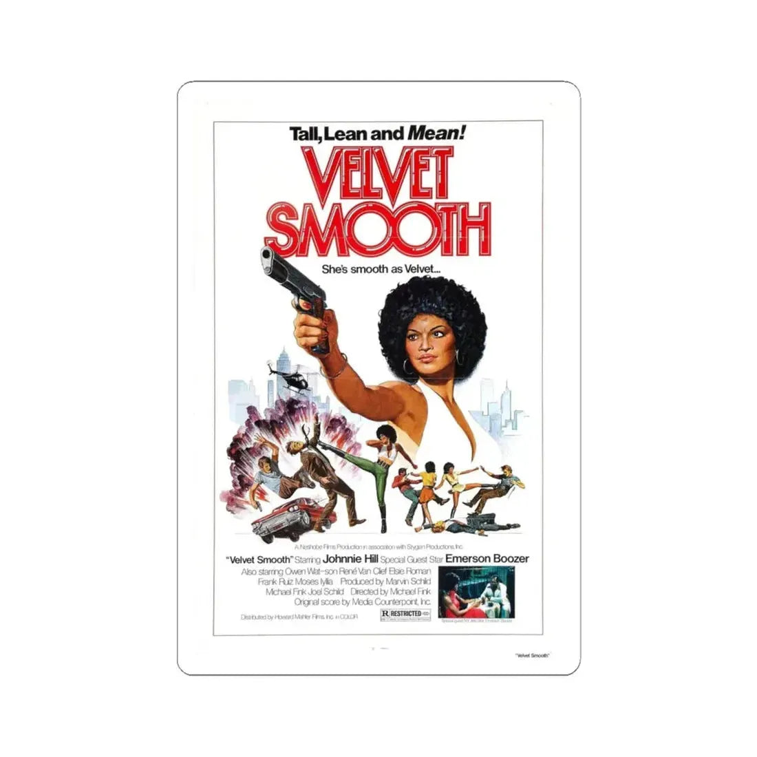 VELVET SMOOTH 1976 Movie Poster - STICKER Vinyl Kiss-Cut Decal 6 Inch White - The Sticker Space